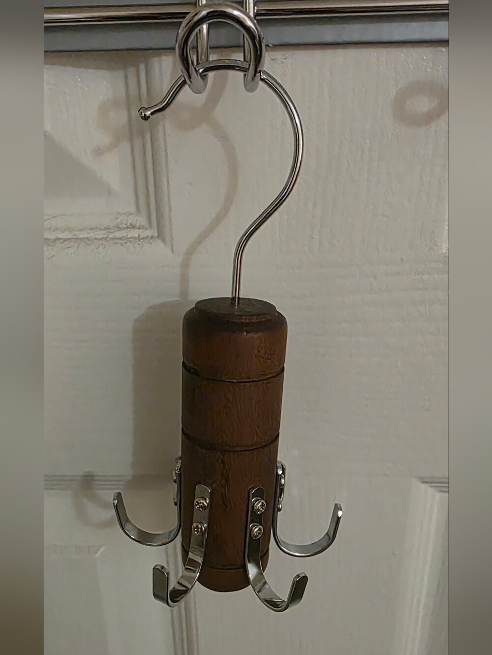 Wood and Chrome Hanging Jewelry/Accessory Organizer - Brown